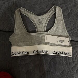 Calvin Klein Light Gray Racerback Logo Bralette